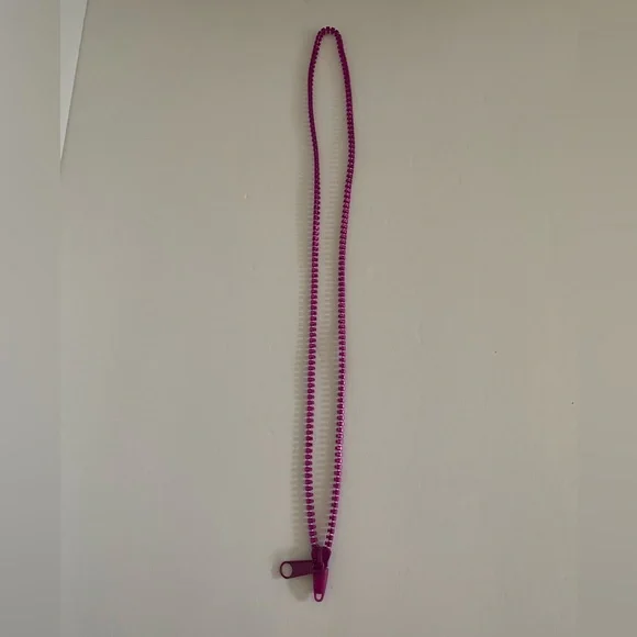 VTG 1980’s Chunky Punk Adjustable Zipper Necklace Purple Lavender Shimmer New - Picture 5 of 11